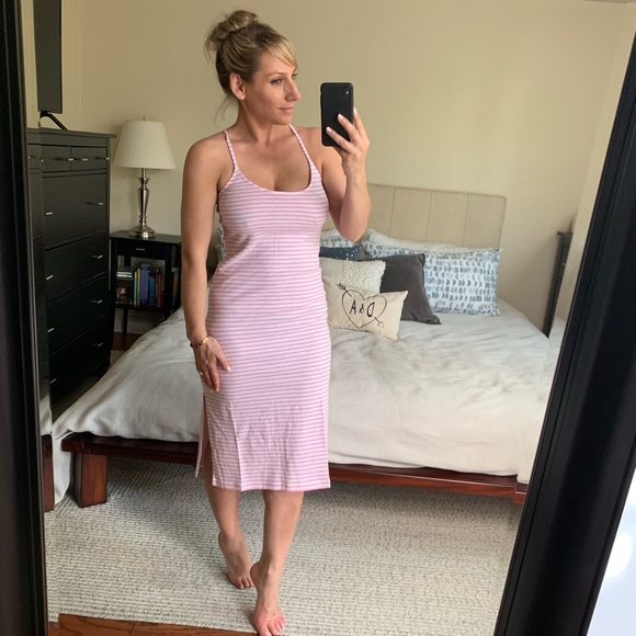 | j.crew • pink & white stripe midi dress • small | - Picture 4 of 6